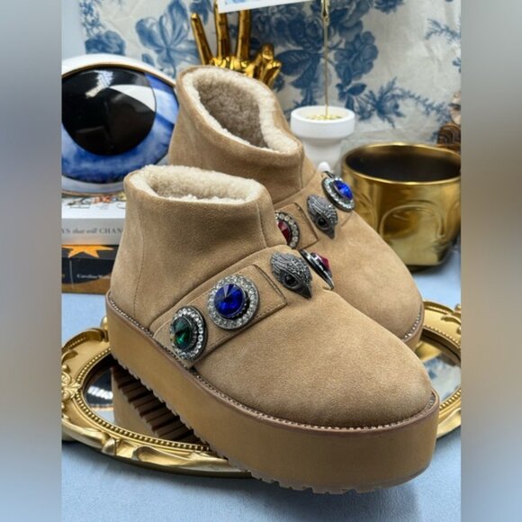 🆕 KURT GEIGER LONDON 🧿 NWOB Octavia Teddy Bootie, Sz EU37 US 7 - Picture 5 of 14